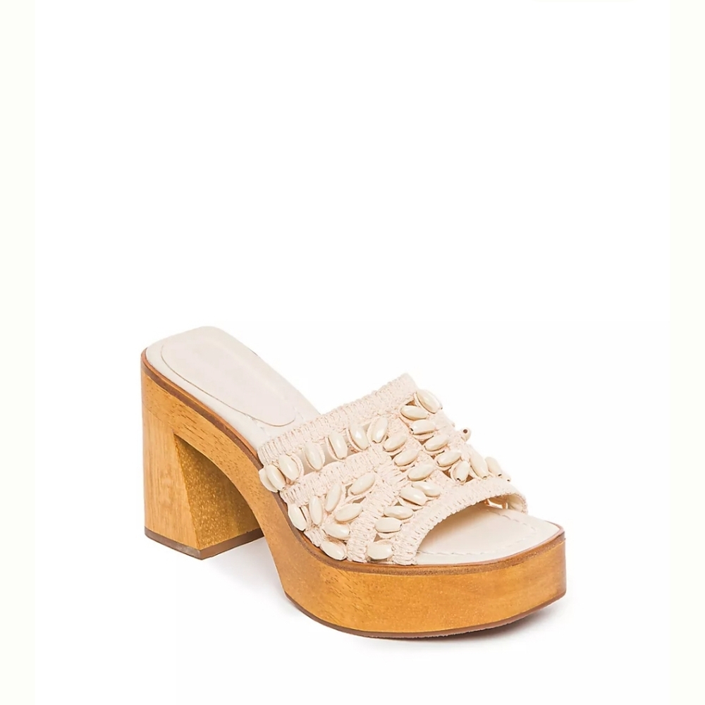 Bernardo Knox Platform Heels Cream  Crochet